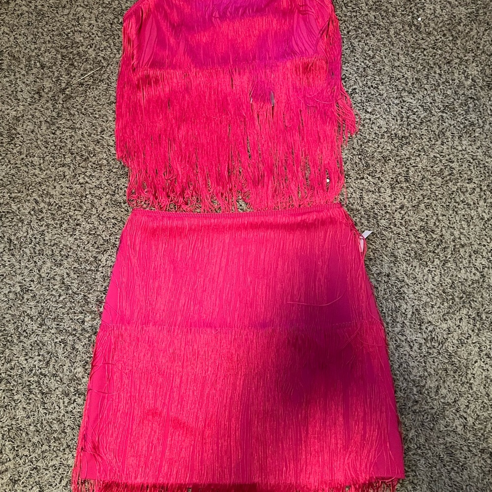 Sincerely Jules Hot Pink Fringe 2 pc set